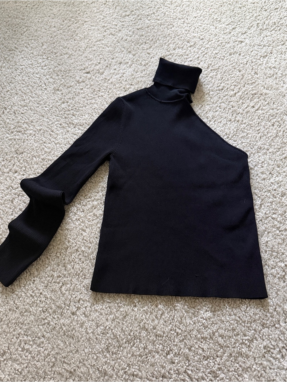 Zara Black One-Shoulder Turtleneck Sweater